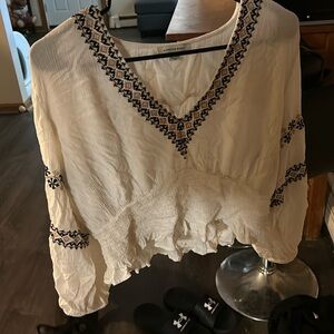 American Eagle Embroidered Smock Top